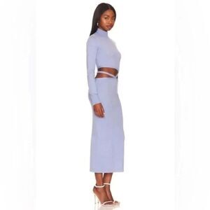 NWT ATOIR X REVOLVE powder blue cashmere blend Jed cut out midi dress size small